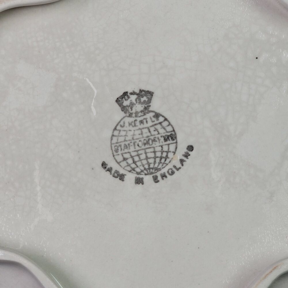 Vintage James Kent Old Foley Scalloped Porcelain Dish Pink Roses Gold Trim - Picture 10 of 12